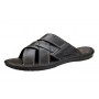 Papuci barbati din piele naturala de culoare neagra - GKR74N